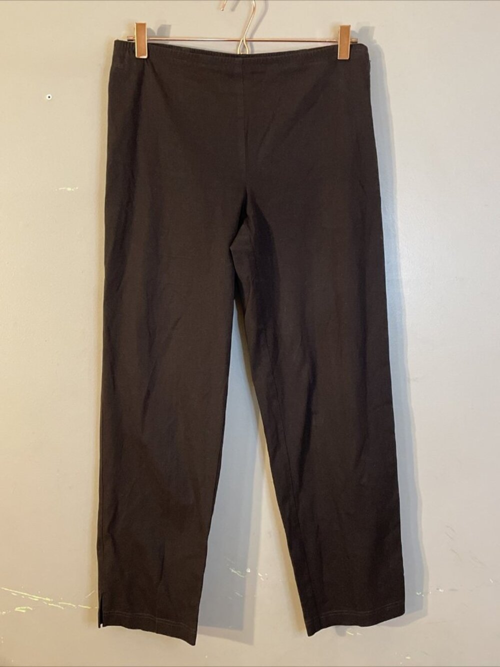 EILEEN FISHER Pants Cotton Blend Heavy Stretch Tapered Ankle Side Zip Brown XS